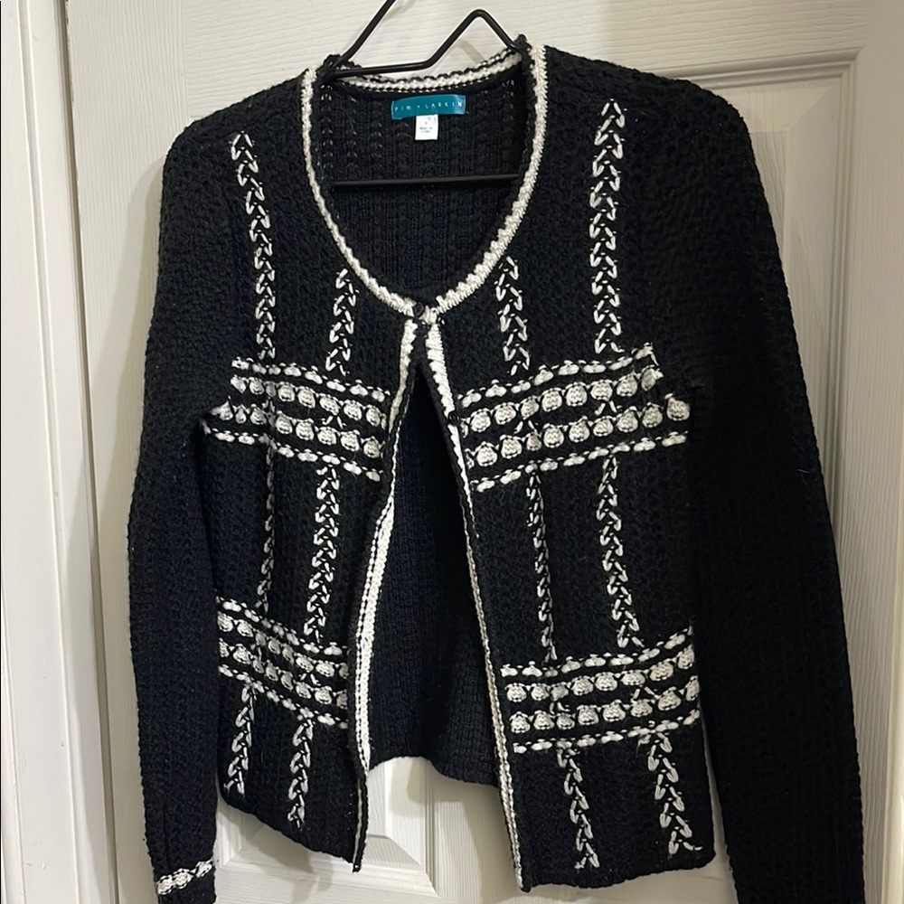 Chic Black and White Knit Cardigan